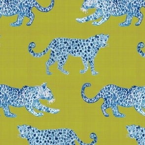 Hand painted leopard on chartreuse yellow good button up